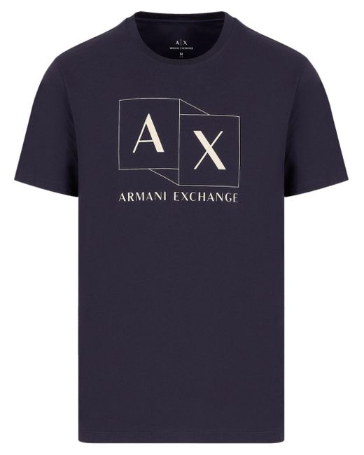 メンズ Armani Exchange ロゴ Tシャツ Blue