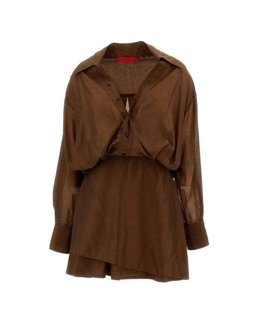 Thelatest Brown Denise Layered Mini Dress