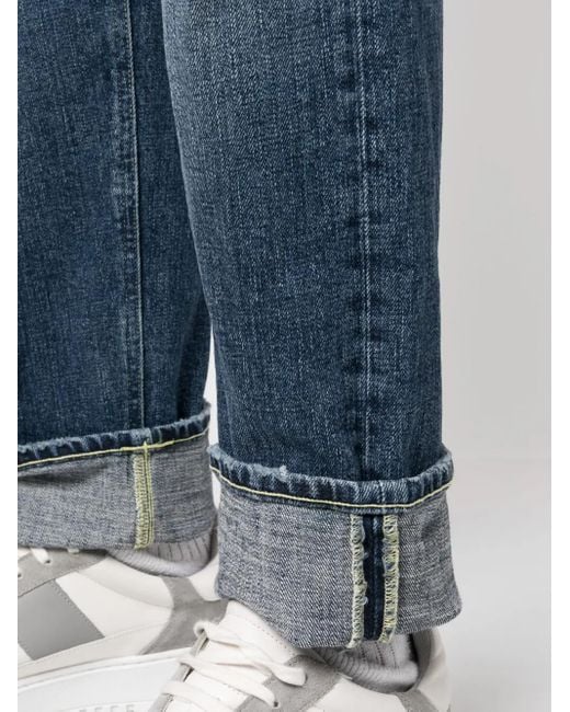 Dondup Blue Logo-Patch Straight-Leg Jeans for men