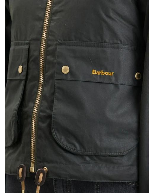 Barbour Black Marron Waxed Zipped Jacket