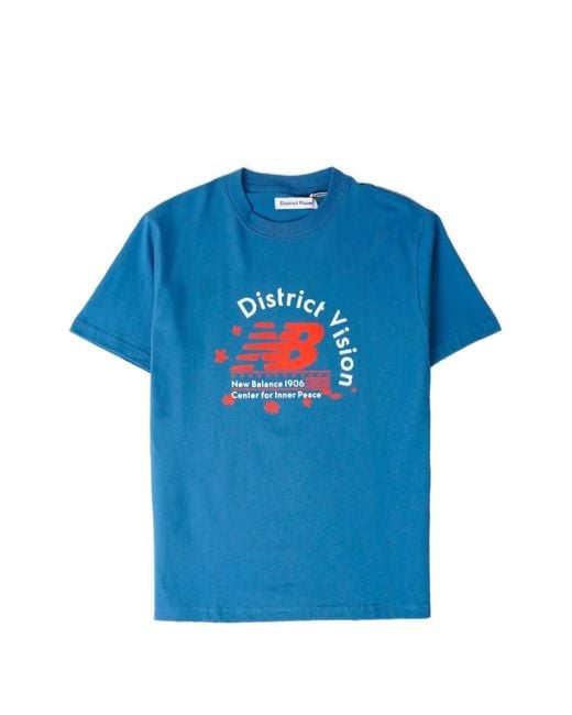District Vision Blue X New Balance Logo-Print T-Shirt for men
