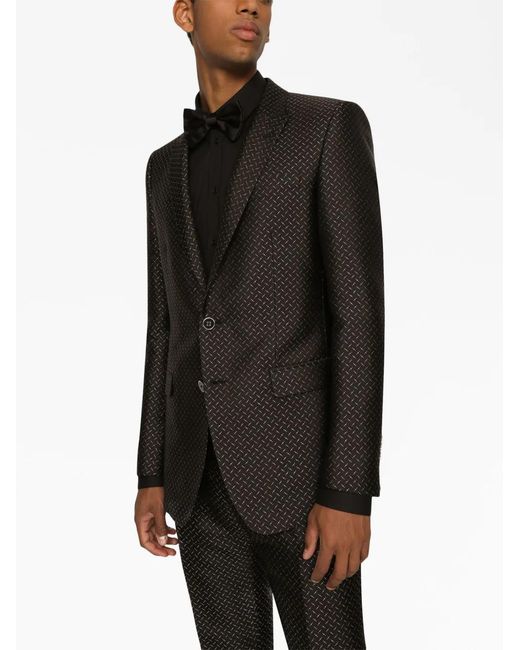 Dolce & Gabbana Black Martini-Fit Jacquard Single-Breasted Suit for men