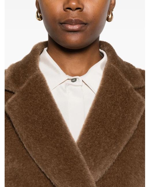 Max Mara Brown Double-Breasted Alpaca-Wool-Blend Coat