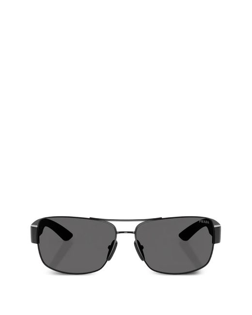 Prada Linea Rossa Gray Rectangle-Frame Sunglasses for men