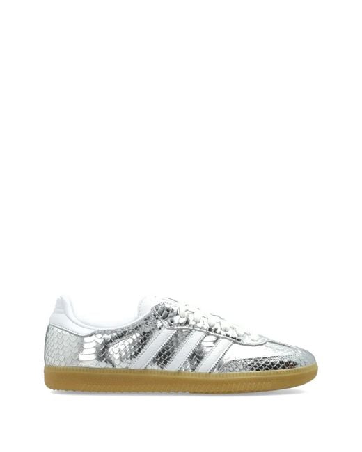 Adidas White Samba Og Snakeskin-Effect Leather Sneakers