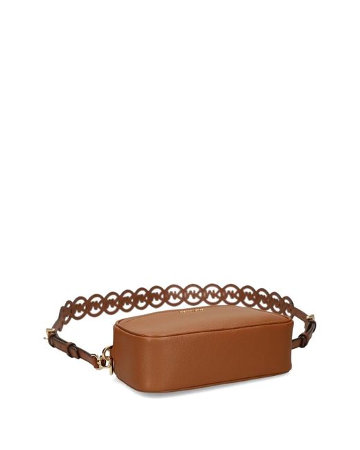 MICHAEL Michael Kors Brown Logo-Cutout Leather Shoulder Bag