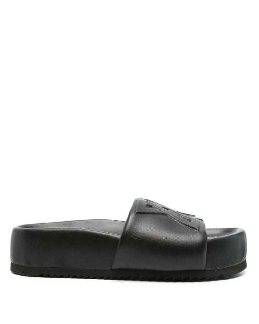 Vic Matié Gray Leather Slides
