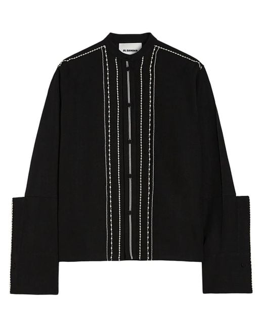 Jil Sander Black Pleated Shirt