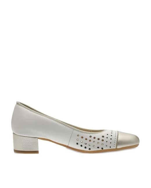 Ara White Nizza Perforated Leather Pumps