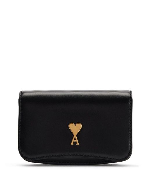 AMI Black Ami Paris Leather Credit Card Case