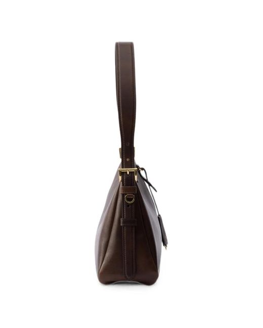 Prada Brown Sac Porté Épaule Aimée Médium En Cuir