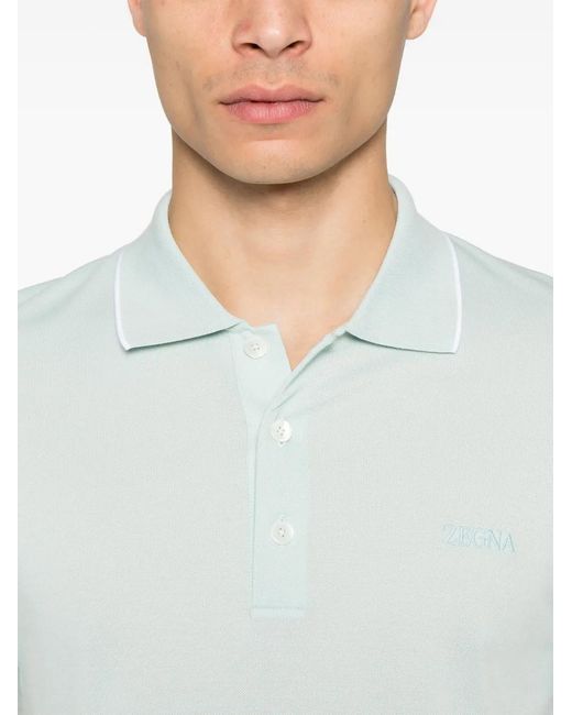 Zegna White Logo-Embroidered Polo Shirt for men