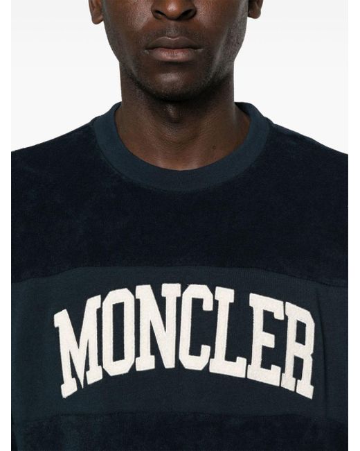 Moncler Blue Logo-embroidered Cotton Sweatshirt - Men's - Wool/cotton/acrylic/polyester for men