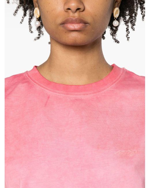 MSGM Logo-embroidered Cotton Tank Top Pink