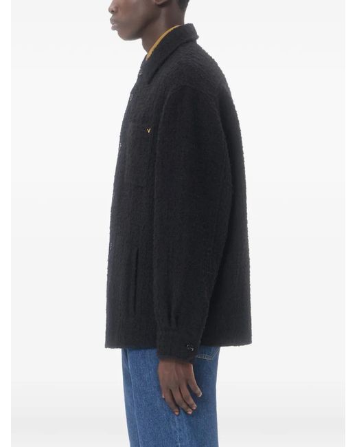 Valentino Garavani Blue Cotton Tweed Shirt Jacket With Vgold for men