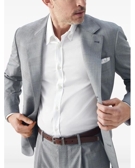 Brunello Cucinelli Gray Check-Print Virgin-Wool Blazer for men