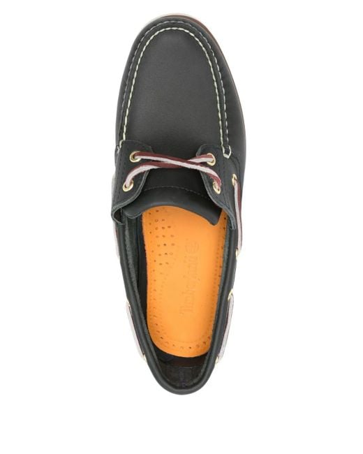 Timberland Black Leather Boat Shoes for men
