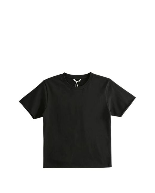 Auralee Black Raw-Edge Short-Sleeve T-Shirt