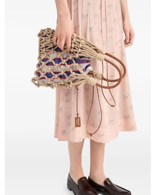 Prada Natural Medium Noué Cotton Tote Bag