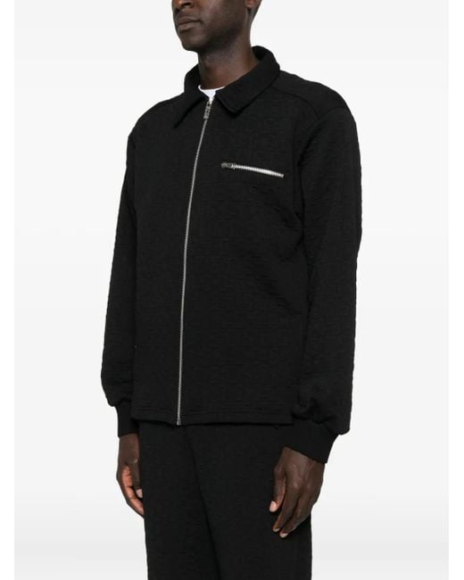 Gcds Black Cotton Zip-Up Jacket for men