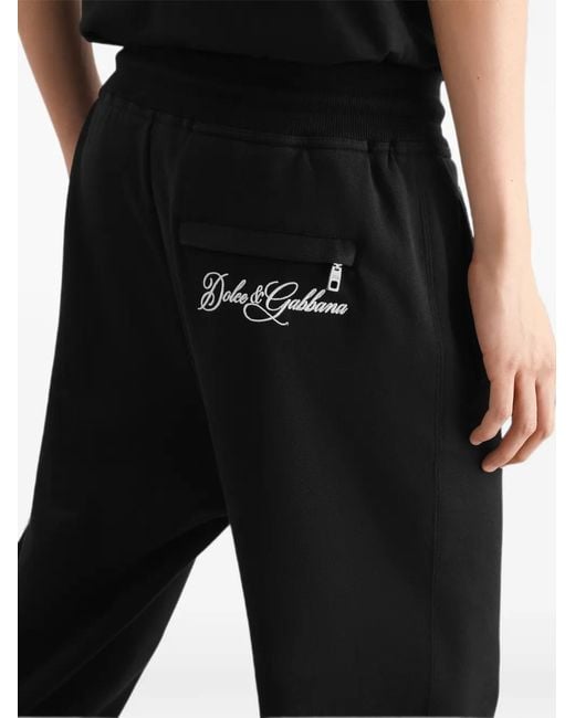 Dolce & Gabbana Black Jersey Trousers With Patch for men