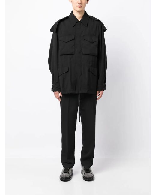 4SDESIGNS Black Contrasting Panel-Detail Jacket for men