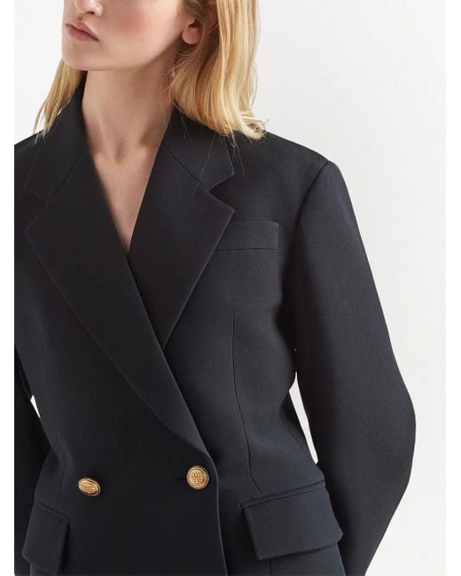 Prada Black Double-Breasted Tricotine Jacket