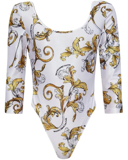 Body con estampado Barocco Versace Jeans Couture de color White