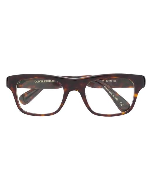 Oliver Peoples Brown Brisdon Rectangular-Frame Glasses