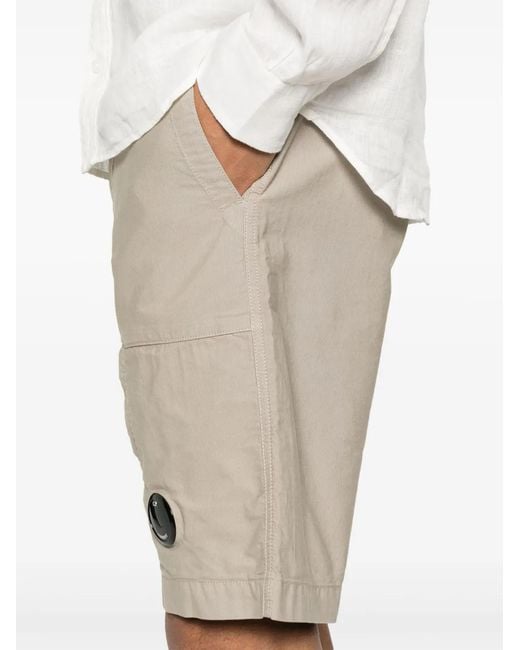 C P Company White Lens-Detail Cargo Shorts for men