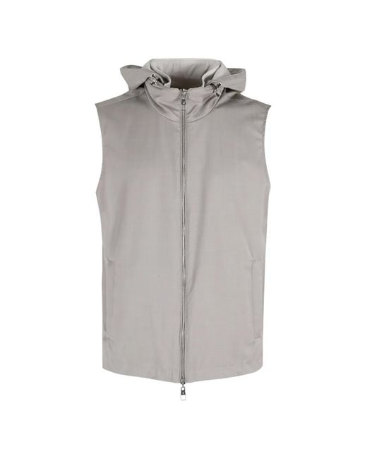 Montecore Gray Hooded Zip Gilet for men