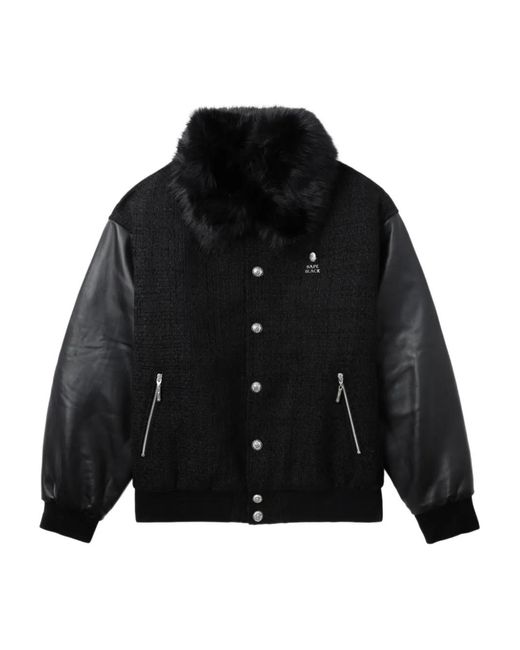 A Bathing Ape Black Trimmed-Collar Bomber Jacket for men