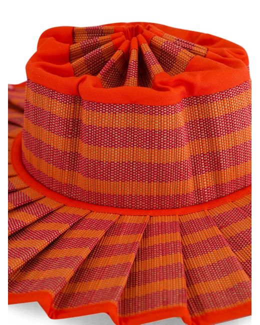 Lorna Murray Red Capri Check-Pattern Pleated Hat