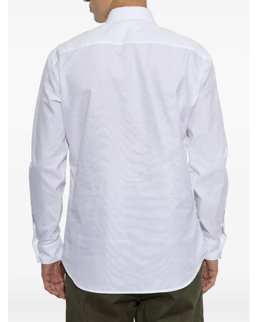 DSquared² White Embroidered-Logo Button-Down Shirt for men