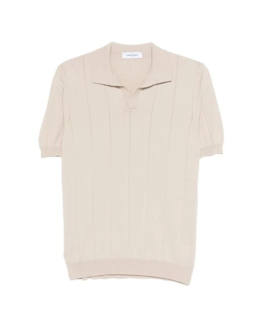 Gran Sasso White Polo-Collar T-Shirt for men