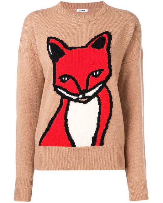 P.A.R.O.S.H. Brown Fox Intarsia Sweater
