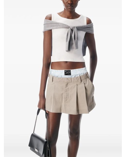 Alexander Wang Natural Pleated Zip-Detail Skort