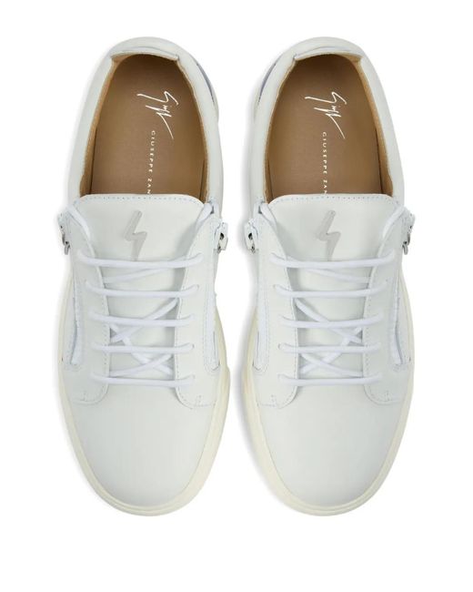 Giuseppe Zanotti White Frankie Zip-Detail Leather Trainers for men