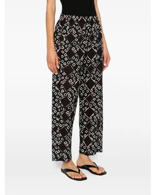 Yavi Gray Triya Geometric-Pattern Trousers