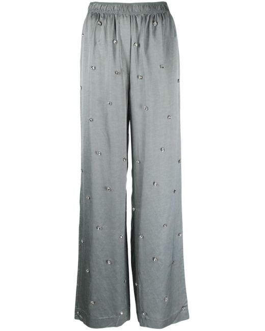 Sandro Gray Rhinestone-embellished Straight Trousers