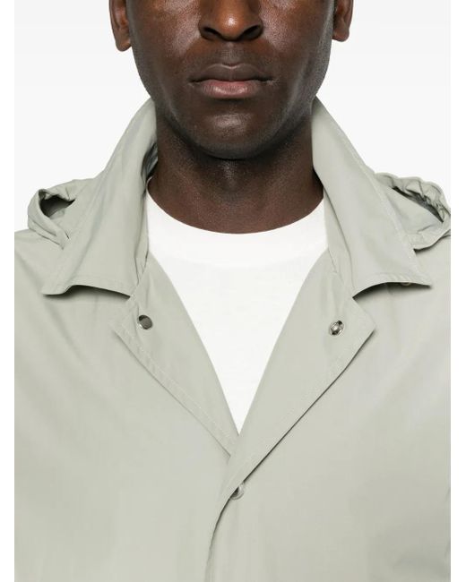 Eleventy Green Hooded Trench Coat for men