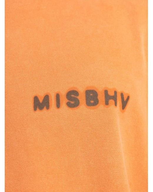 Camiseta de algodón con logo estampado M I S B H V de hombre de color Orange