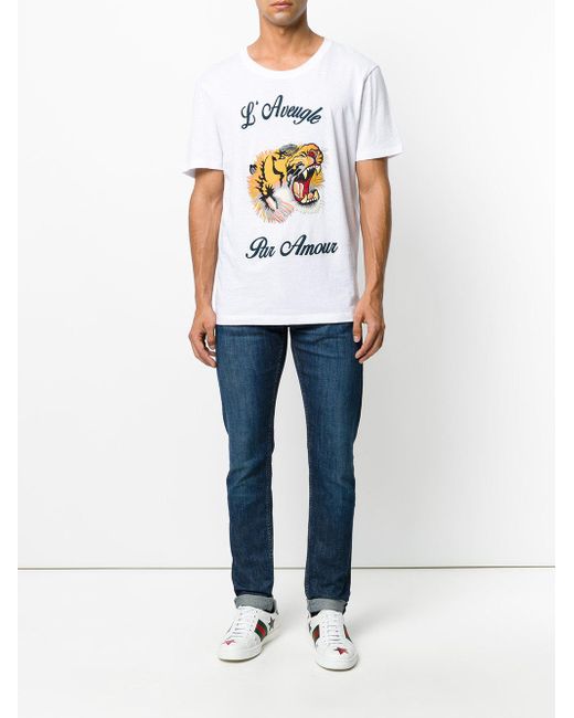 otoño delicado animal Gucci L'aveugle Par Amour T-shirt in White for Men | Lyst Canada