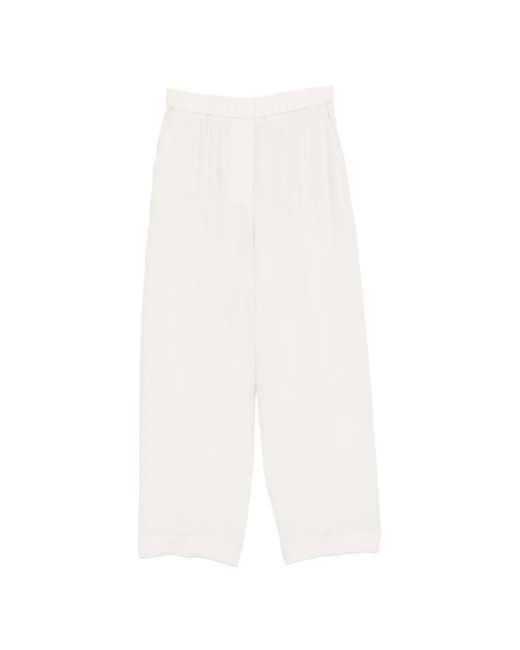 Peserico White Elasticated-Waistband Trousers