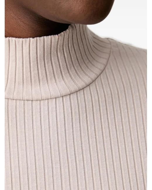 Marc O' Polo Blue Ribbed-Knit High-Neck T-Shirt