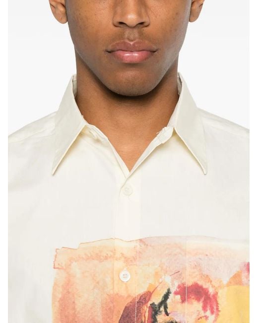 Kidsuper White Girl Painting Graphic-Print Button-Up Shirt for men