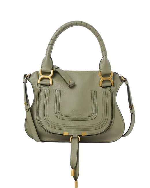 Chloé Green Small Marcie Top Handles Tassel Tote Bag