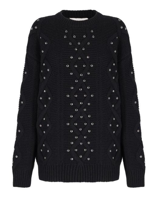 Laneus Black Stud-Embellishment Sweater