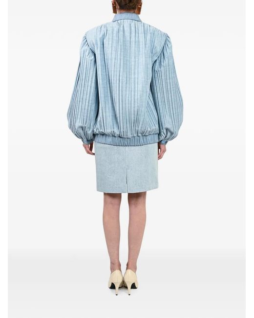 ROWEN ROSE Blue Pleated Denim Jacket