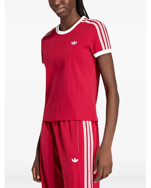 Adidas Pinstripe Embroidered-Logo T-Shirt